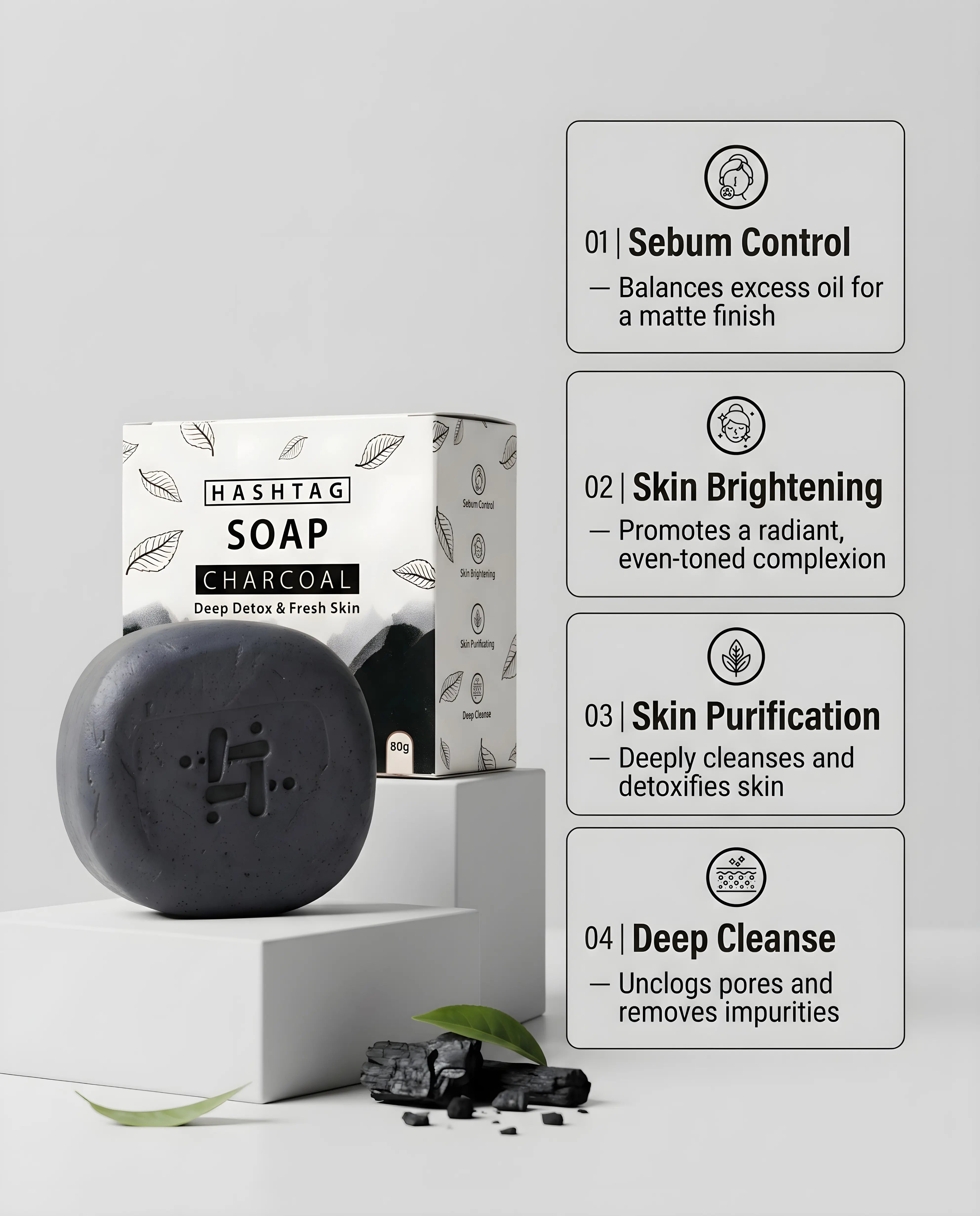 Hashtag Charcoal Soap - Daily Dermatological Formula Deeply Detoxifying Cleanser