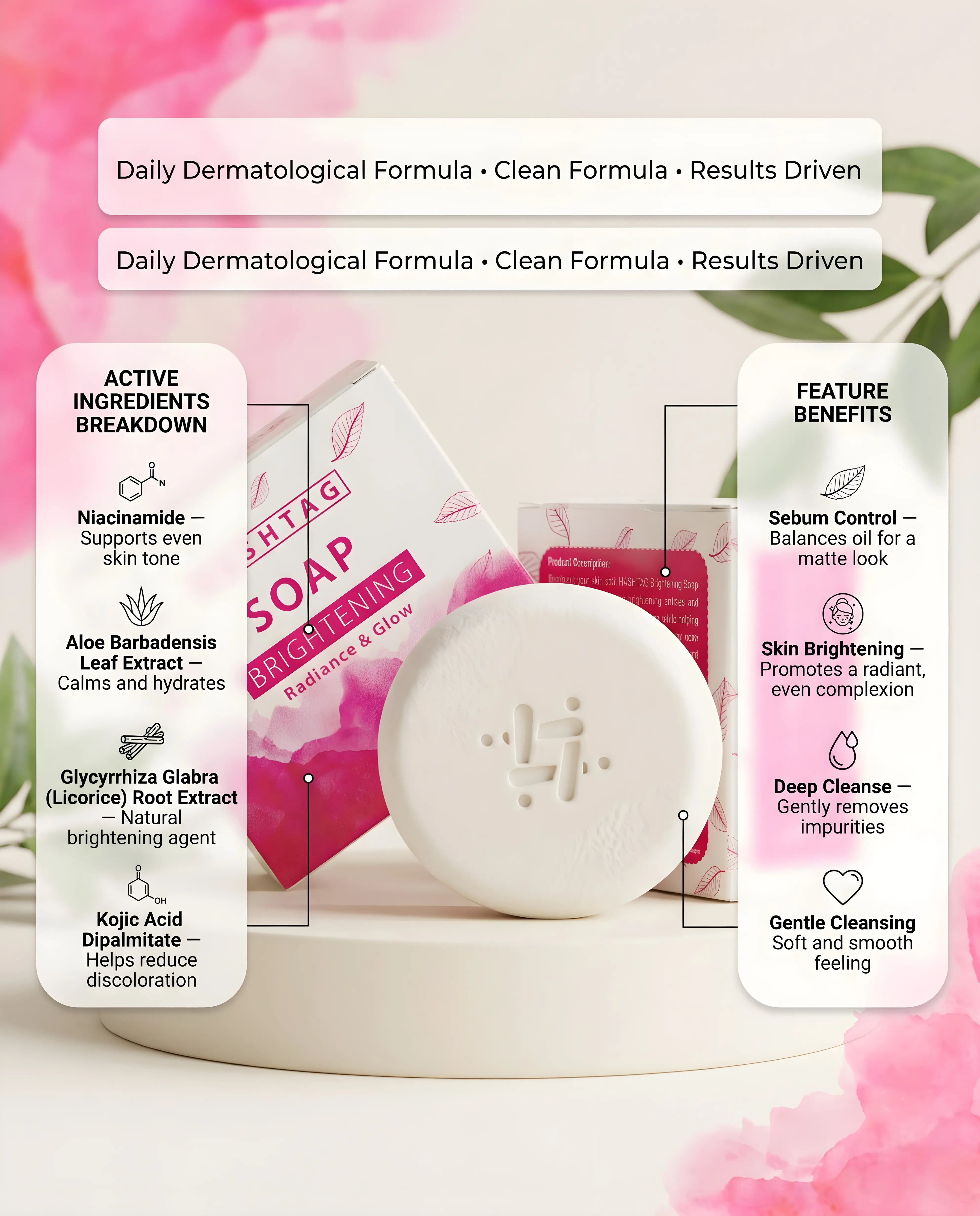 Hashtag Brightening Soap - Daily Cleansing Application Guide How To Use