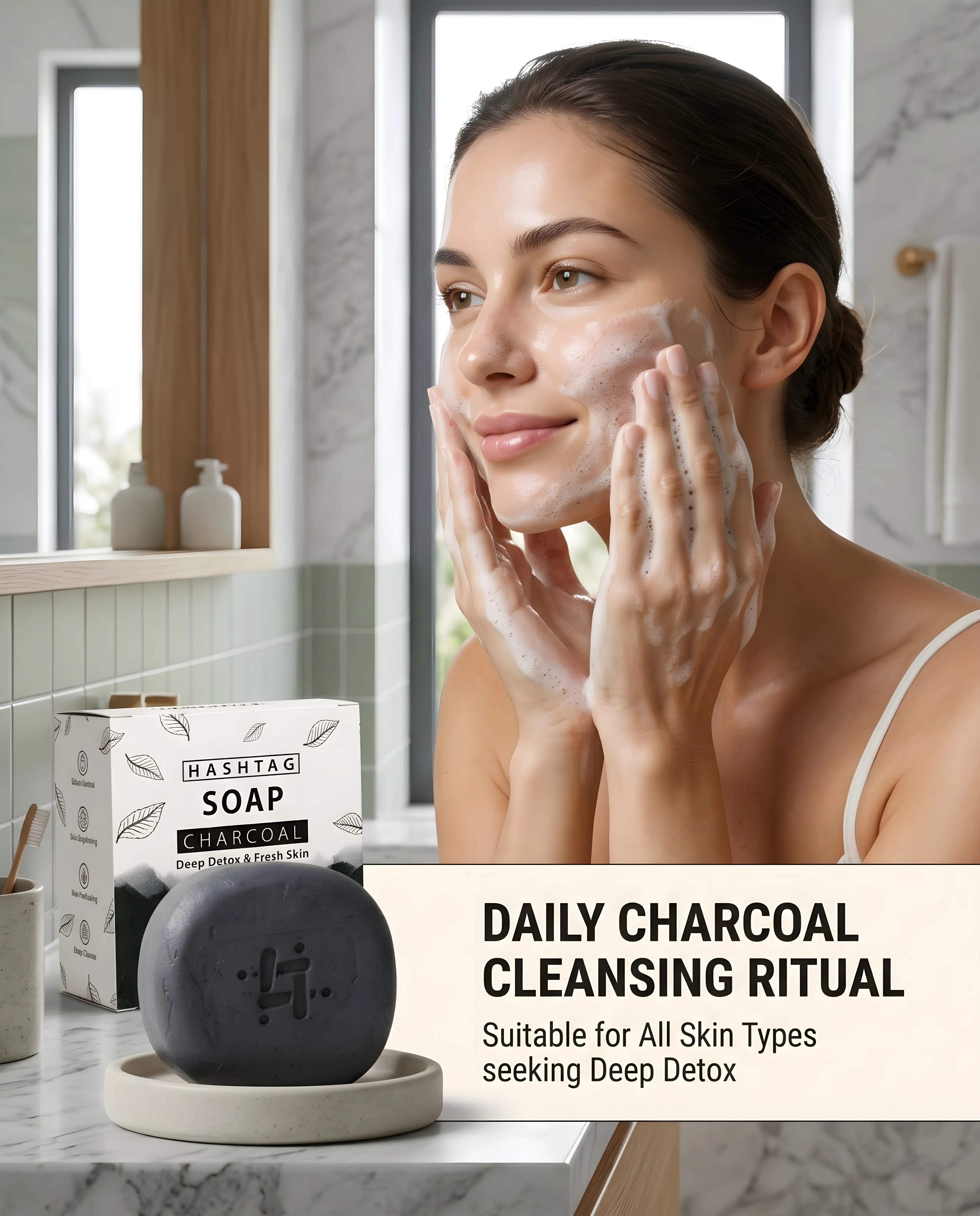 Hashtag Charcoal Soap - Daily Charcoal Cleansing Ritual Application Guide 4 Steps
